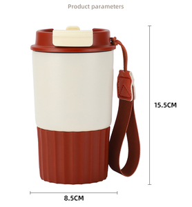 Taza de Viaje de Acero Inoxidable 304 de Doble Pared de 480 ml con Cordón de Nylon Desmontable, Base Antideslizante Acanalada y Tapa Antiderrames - Product Image 5