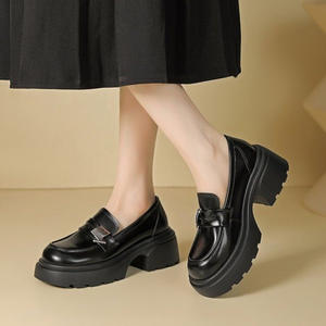 Zapatos de Mujer con Plataforma, Estilo Británico, Diseño de Calavera, Color Negro, Cuero Ligero, Entrega Rápida, Primavera 2025 - Product Image 3