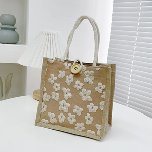 Nhà máy cung cấp thiên nhiên sinh thái thân thiện đay Tote Túi biểu tượng tùy chỉnh in ấn nhiều lớp đay Tote Túi - Product Image 3