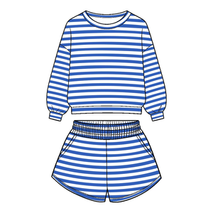 Ensemble de 2 pièces pour filles en bas âge, haut à manches longues rayé et short, tenues décontractées pour enfants, vêtements d'automne personnalisés - Product Image 6