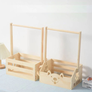 Cesto in <span class=keywords><strong>Legno</strong></span> Liscio con Manico Portatile, Cesto in <span class=keywords><strong>Legno</strong></span> Inciso per Doccia e Armadio, per Vestiti e Giocattoli - Product Image 2
