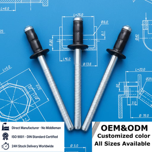 Remaches Ciegos de Alta Estabilidad de Acero y Aluminio Pintados en Negro con Cabeza de Domo y Doble Agarre Múltiple, Remache <span class=keywords><strong>Avex</strong></span> para Paneles Solares - Product Image 1