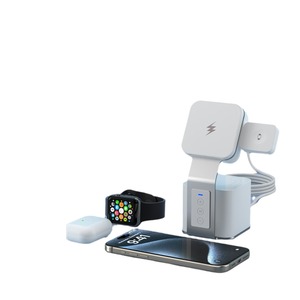 Estación de Carga Inalámbrica de 15W con Carga Rápida PD para iPhone, Reloj y Auriculares, Blanca, 3A, Tipo C, Estándar Americano - Product Image 2