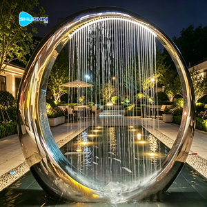 <span class=keywords><strong>Fontana</strong></span> a Cascata in Acciaio Inox Personalizzata con Design Moderno in Stile Rust Art e Tenda d'Acqua per Decorazione Giardino Esterno - Product Image 5