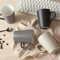 Tasses en porcelaine de grande capacité, seau design personnalisé, tasse à œufs en céramique mat, gris, blanc et noir, livraison gratuite