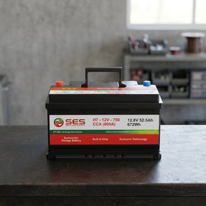 Batterie LiFePO4 liquide SES H7 12,8V 52,5Ah 672Wh pour automobile, 5000 cycles, puce intégrée, stockage d'énergie, 0~60°C, 6KG, 200x240x540mm - Product Image 5