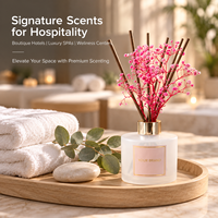 Diffuseur de parfum d'ambiance haut de gamme écologique sans alcool en verre dépoli rose avec fleurs séchées et col doré pour la maison