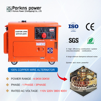 Porkns Kleiner Marine-Notstromgenerator 10kW 12kVA 380V 50/60Hz Geräuscharm mit ATS Schalldämpfungsgehäuse