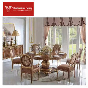 Mesa de Comedor Redonda Estilo <span class=keywords><strong>Castillo</strong></span> de <span class=keywords><strong>Windsor</strong></span>, Mesa de Comedor Europea de Madera Maciza Tallada para Hogares Grandes - Product Image 2