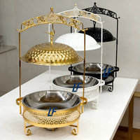 Ensemble de chauffe-plats suspendus de luxe dorés pour traiteur, alimentés à l'alcool, avec supports réglables, pour mariages et réceptions, utilisables comme ustensiles de cuisine