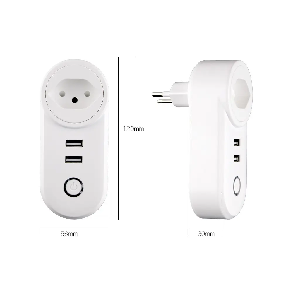 CH ZigBee-enchufe inteligente 10A con 2 puertos USB, Control remoto, temporizador, alimentación USB para el hogar y la Oficina