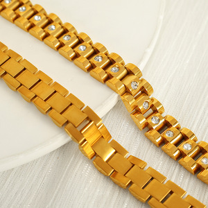 Pulsera de cristal chapada en oro, diseño geométrico, 18 cm, joyería de uso diario para mujer - Product Image 2
