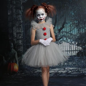 Chunky Cosplay Animal Fancy niños vestido tutú en capas <span class=keywords><strong>niñas</strong></span> pequeñas gris Cosplay disfraz Halloween payaso vestido para niños - Product Image 2