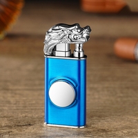 Briquet à tête de dragon en métal Torch Flame Dual Flame Rechargeable Spin Fidget Briquet