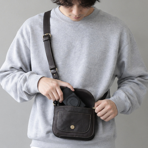 Handmade Genuine Calfskin Leather Mini Pouch Compact Small <b>Shoulder</b> <b>Bags</b> For <b>Men</b> - Product Image 3
