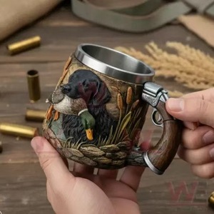Mug isotherme en acier inoxydable Duck Dog avec couvercle et poignée, idéal pour les chasseurs et les adultes – Cadeau - Product Image 2