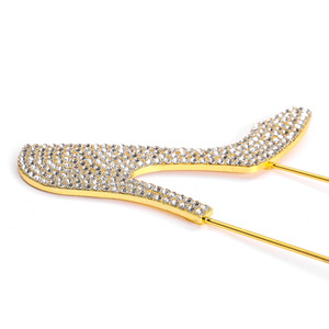 Cho Amazon Hot Bán Bạc Mạ Cao Gót Bánh Chèn Cho Đám Cưới & Valentine Của Baking Nến Hiển Thị Rhinestone Trang Trí - Product Image 4