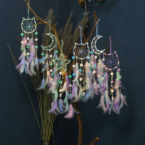 Decorazione da parete appesa a parete, Baby camera da letto Deco LED gatto luna Star acchiappasogni grandi dreamcatcher arredamento moderno per la casa - Product Image 1