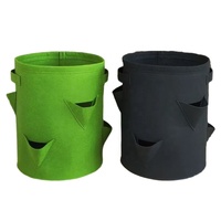 Sac de culture pour plantes respirant de 7 gallons, fabricant en gros, avec des trous triangulaires pour la culture de fraises et de tomates, 6 poches