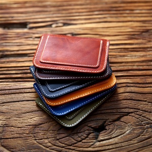 Vintage Handmade Ultra-thin Card Holder Unisex Vegetable-tanned Leather Small Wallet Genuine Leather Card Clip Multi-functional - Product Image 2