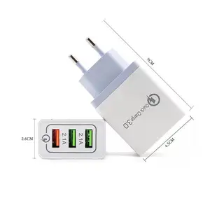 3 Portas Carregador Rápido 3.0 Carregador USB Adaptador de Parede para iPhone iPad Samsung Telemóveis QC 3.0 Viagem Carregador Rápido