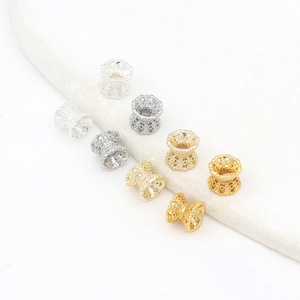 ลูกปัดลายดอกไม้ชุบทอง 14k สำหรับทำเครื่องประดับ DIY C21A - Product Image 4