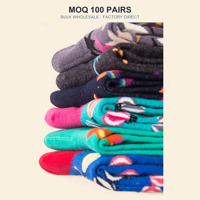 Chaussettes de cheville fantaisie colorées personnalisées OEM, chaussettes en coton imprimées montgolfière, étoile, palmier, chaussettes multi-designs en gros