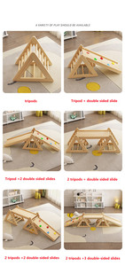 Gymnase d'activités pour bébés Montessori, aire de jeux intérieure en <span class=keywords><strong>bois</strong></span>, triangle d'escalade, toboggans, équipement d'exercice, Spielplatz, terrains de jeux - Product Image 5