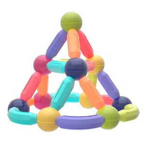 Fai da te 61 pezzi bastoncini da costruzione magnetici creativi blocchi di palline Set di bastoncini magnetici a vapore in plastica ABS colorata Set di palline per bambini