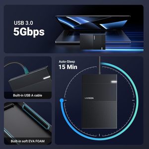 Boîtier de <span class=keywords><strong>disque</strong></span> <span class=keywords><strong>dur</strong></span> <span class=keywords><strong>externe</strong></span> UGREEN USB 3.0 2,5 pouces SATA III II I HDD et <span class=keywords><strong>SSD</strong></span> 7 mm 9,5 mm 6 To max 5 Gbps - Product Image 6