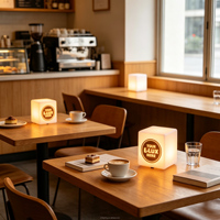 Lampe de table LED rechargeable personnalisable avec logo, abat-jour cube lumineux, lampe de bureau sans fil classique pour restaurant et salon