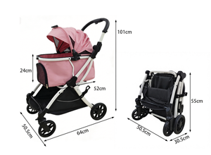 200 लक्जरी कुत्ते ट्रॉली ऑल-इन-वन तह 4-व्हील हल्के वाटरप्रूफ आरामदायक आउटडोर स्टलर पोर्टेबल डॉग वाहक - Product Image 5