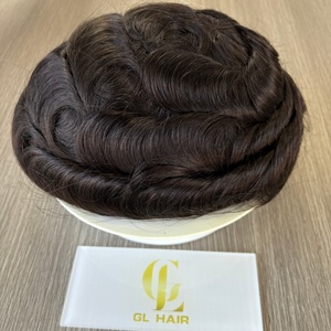 Tupé de Cabello Humano Remy Indio para Hombre, Color Negro 1B, Seda Fina, Base de PU Completa, Rizado de 32 mm - Product Image 3