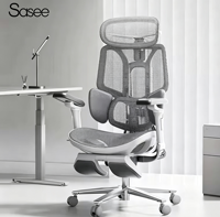 Chaise de Direction Ergonomique Hbada E3 Pro avec Dossier en Maille, Repose-Pieds, Support Lombaire, Mécanisme d'Inclinaison et Base Pivotante pour Usage Professionnel