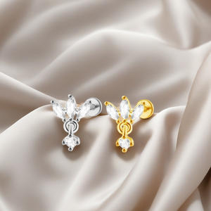 Anillo de Nariz de Titanio Getta G23, Piercing de Cartílago, Joyería con Cristal, Circonita, Perla, Diamante, Oro de 14K, PVD, Engaste de Garra para Boda - Product Image 4