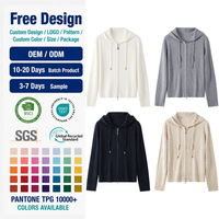 Damen Old Money Wollmischung Zopfmuster Stehkragen Pullover Konvertierbarer Kragen Metallreißverschluss Direkt vom Hersteller Kundenspezifische OEM-Fertigung