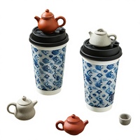 Petite théière en céramique avec couvercle, capacité 20 ml, design thé au lait chinois, logo fumé à la glace sèche disponible, ouverture supérieure pour le remplissage d'eau