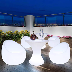 Mesa de Té Luminosa Moderna y Ecológica para Exteriores, Resistente al Agua y a los Rayos UV, Combinación de Mesa y Sillas Pequeñas para Balcón, Hotel - Product Image 4