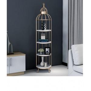 Étagère de rangement en forme de cage à oiseaux, style nordique, étagère d'angle en métal, multifonctionnelle, pour salon, chambre à coucher, balcon, support décoratif - Product Image 2