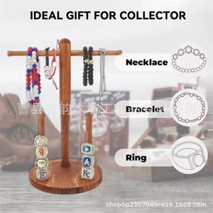 Solid Wood Champion <b>Ring</b> Display Stand Desktop <b>Necklace</b> Storage Rack Baseball Theme Jewelry Organizer - Product Image 1