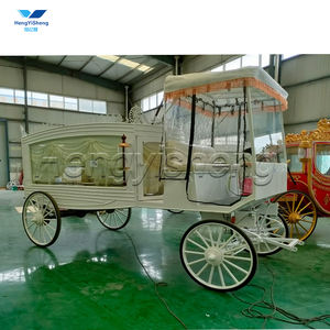 High Quality White Electric Chariot Hearse with 4 <b>Wheels</b> Manufacturer of Funeral Buggy and Horseless Hearse - Product Image 1