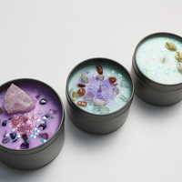 Trocken blume Soja wachs Private Label Zinn Duft kerzen Großhandel Custom Flame less Crystal Custom ized Frucht kerzen Kerzen Urlaub