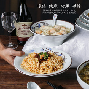 ชามเมลามีน A5 ชามพลาสติกทรงตื้น ลายพอร์ซเลน ชามก๋วยเตี๋ยวเย็น ชามซุป ชามสำหรับร้านอาหาร ขนาดใหญ่ หนา ทนทาน เหมาะสำหรับโรงแรม - Product Image 1