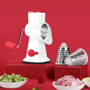 Top Seller Kitchen 3 In 1 Manual Roller Vegetable Slicer Cutter Chopper Rotary Shredder Cheese Grater with Handle