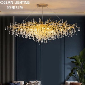 Nouveau Décoratif Hôtel Restaurant Cuisine Dîner Table De Mariage Art Led Lumière Suspendus Or Cristal Lustre Pendentifs - Product Image 3