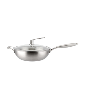 Stainless Steel 30/32/34cm <strong>Wok</strong> Fry Pan with Glass Cover Metal Inoxidable Panela <strong>Wok</strong> for Gas and <strong>Induction</strong> Cooker - Product Image 2