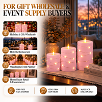 Bougie LED sans flamme rose en plastique à tête plate, télécommandée, alimentée par piles, pour décorations de Noël