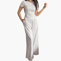 Ensembles de pyjamas en modal pour femmes, pyjamas en coton à manches courtes à imprimé floral pour l'été, pyjamas en bambou personnalisés, vêtements de détente pour femmes