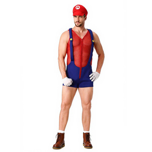 Disfraz de Fontanero Sexy para Hombre, Disfraz de Halloween para Adultos, Cosplay de Hermanos, Body de Malla Novedoso, Traje de Fiesta - Product Image 4