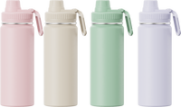 Gourde isotherme personnalisable en acier inoxydable Macaron E 610 ml avec couvercle et poignée de transport légère pour la salle de sport et les activités de plein air